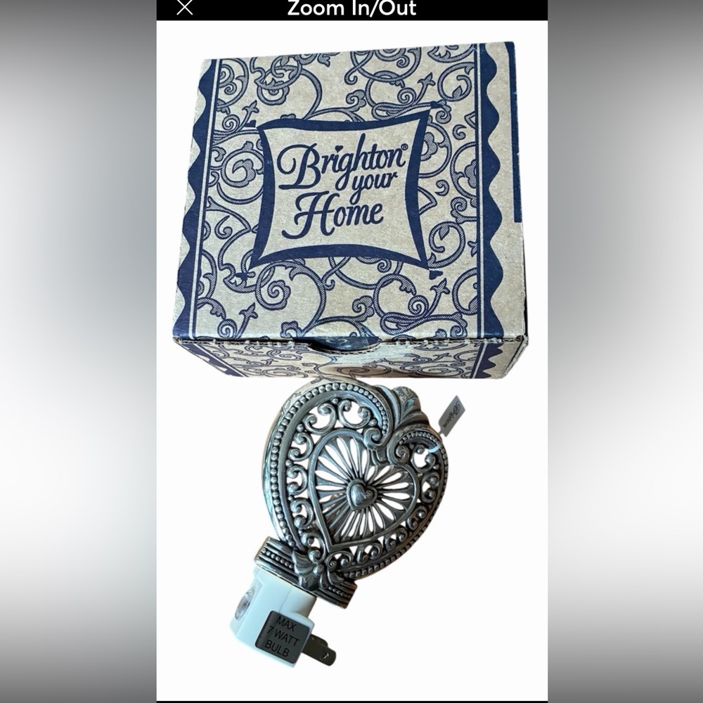 Brighton Silver Heart night light with Box. Vintage piece.